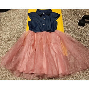 Girls Lily Bleu Sleeveless Dress Size 5 Blue Pink Fit & Flare Knee Length